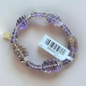 Rarities Carol Brodie CARVED AMETHYST Bead Bracelet NWT